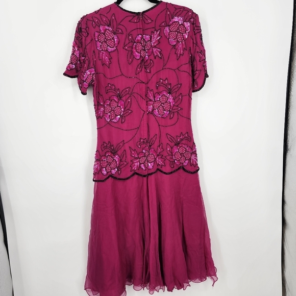 Papell‎ Boutique Vintage 80s Beaded Silk Evening Gown Size 8 - Picture 7 of 7